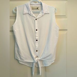 Seaspice Resort Wear Sleeveless White Front Tie Top Women’s Size Medium